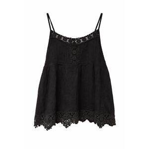 Y2K Babydoll Tank Top Womens Size S Hippie Boho Whimsigoth Crochet 90s Casual